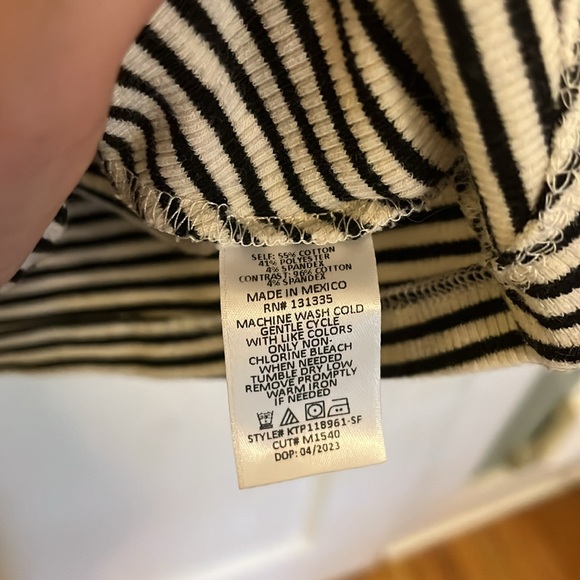 Nine Britton Black and Cream Striped Tee (Women’s L) - Picture 6 of 6